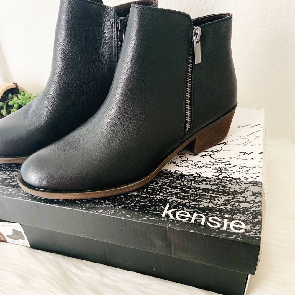 kensie Women's Black Leather Short Ankle Boots New - Picture 11 of 11